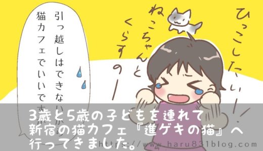 新宿の猫カフェ『進ゲキの猫』に小学生以下の子2人連れて行きました