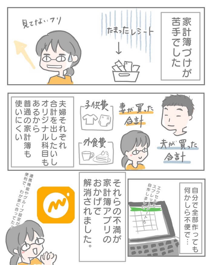 家計簿づけが苦手で溜めがちだったけどマネーフォワードMEを使いだして楽になったマンガ